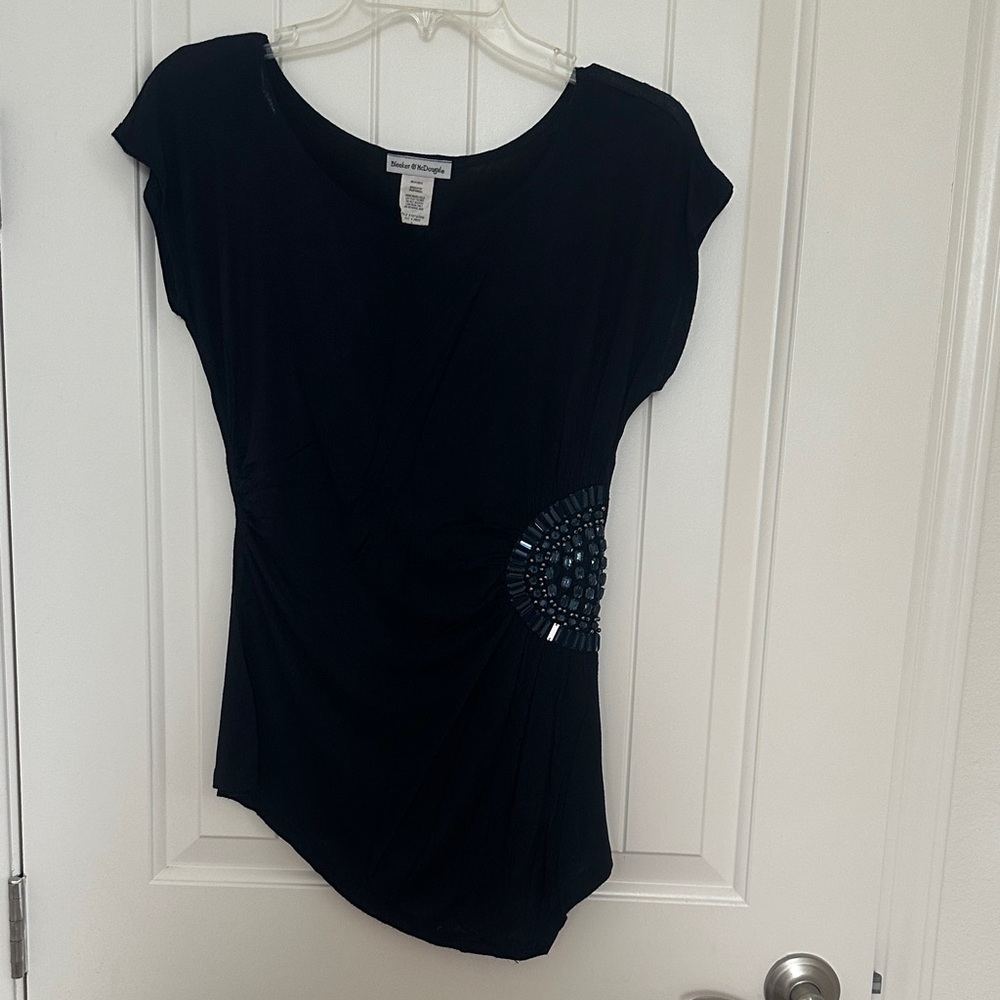 Like New Bleeker & McDougal dark navy blue Top with Embellishments